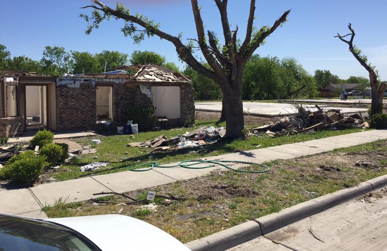 A home in Texas that was demolished by a tornado A home in Texas that was demolished by a tornado